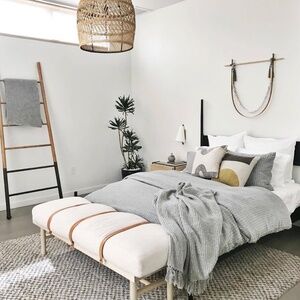 PARACHUTE HOME x jenni kayne grey linen stripe KING DUVET & 2 King Shams
